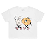 👻🎃 Halloween Ghost & Pumpkin Crop Tee – Boo-tifully Bold