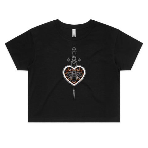 🗡️ Dagger Crop Tee – Honey Ink Edition