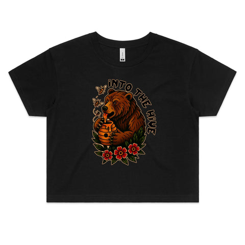🐻 Honey Bear Crop Tee – Honey Ink Edition